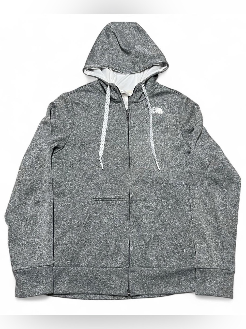 The North Face Womens Sz Large Full Zip Up Hoodie Sweatshirt Light Grey